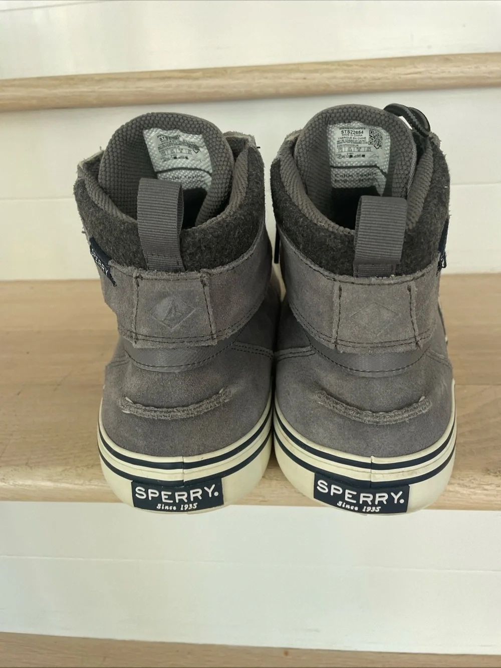Sperry Top-Sider Sneakers Sz 11.5M Striper Storm Waterproof High Top Gray Suede